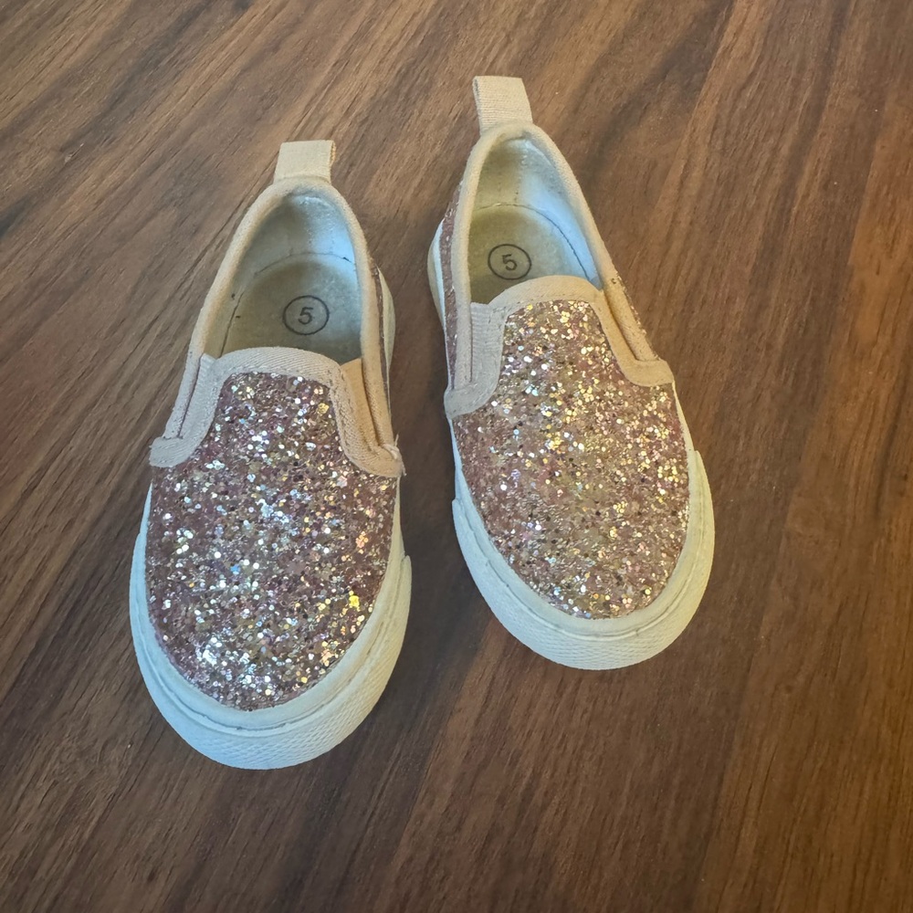 Sparkly Gold Kids Slip-On Shoes